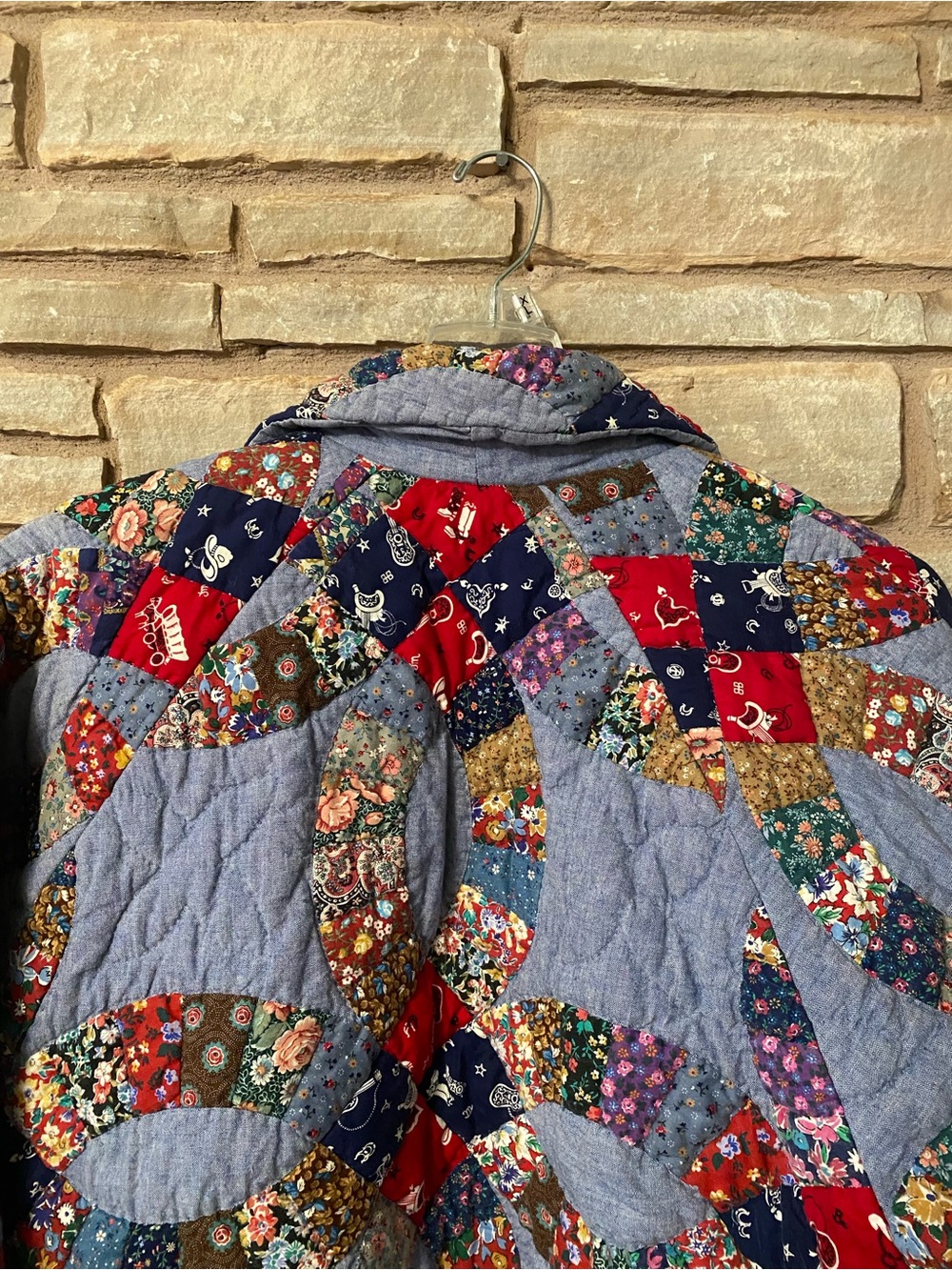 Handmade Quilted Patchwork Boho Oversized Jacket Cotton Wellmade Unique No Size - Picture 8 of 13